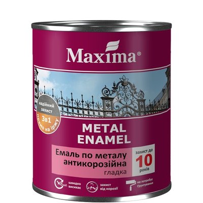 Эмаль антикоррозийная по металлу 3в1 Maxima Серый 20 л 46212525 фото