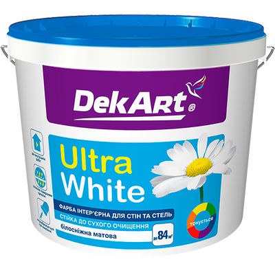 Фарба інтер'єрна для стін та стель білосніжна "Ultra White" білий (база А) 6.3 кг 4820089418796 фото