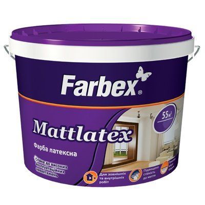 Краска латексная Mattlatex Farbex матовая белый База-А 14 кг 46358328 фото