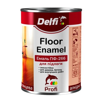 Емаль алкідна ПФ-266 для підлоги Delfi глянсова червоно-коричнева 25 кг 46389620 фото