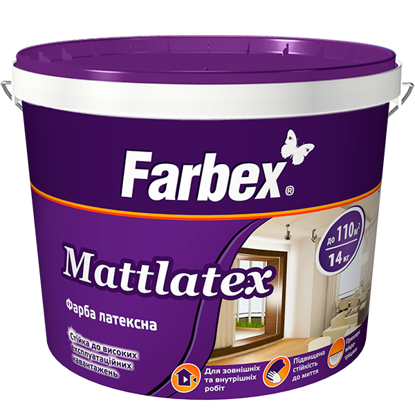 Фарба латексна для зовнішніх та внутрішніх робіт "Mattlatex" білий (база А) 1.4 кг 4820089416136 фото