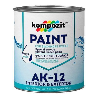 Краска для бассейнов Kompozit АК-12 матовая 20 кг Голубая 45749971 фото