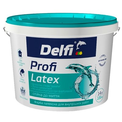 Фарба акрилова латексна Profi Latex Delfi матова біла База-А для внутрішніх робіт 14 кг 46397551 фото
