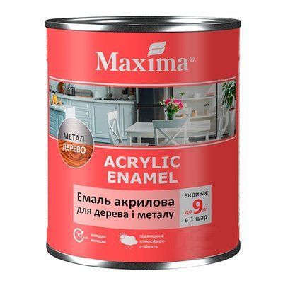 Эмаль акриловая для дерева и металла Maxima глянцевая белая 20кг 46327768 фото