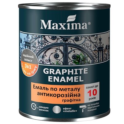 Емаль антикорозійна по металу 3 в 1 графитна Maxima Сіра 2,3 кг 46221978 фото