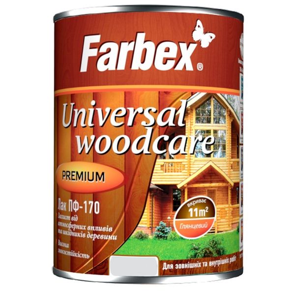 Лак для декоративно-защитного покрытия древесины ПФ-170 для внешних работ Farbex глянцевый бесцветный 40кг 46339030 фото