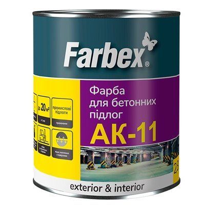 Краска для бетонных полов АК-11 Farbex матовая светло-серая 12кг 46338483 фото