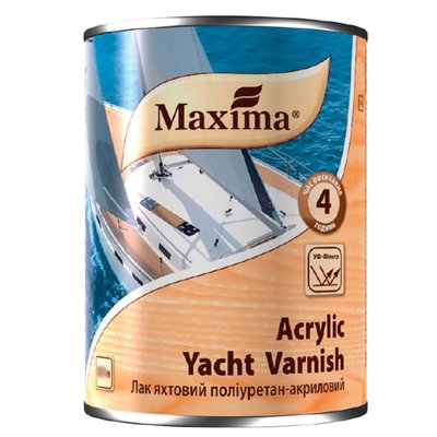 Лак яхтный полиуретан-акриловый Acrylic yacht varnish Maxima глянцевый 2,5л 46327826 фото