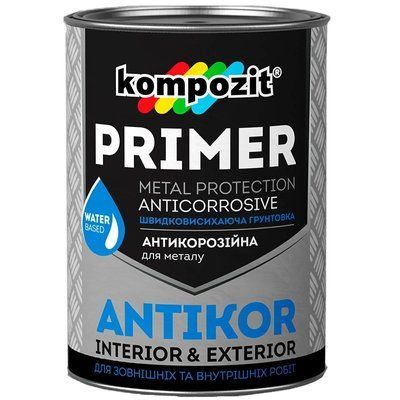 Грунтовка для металу Kompozit ANTIKOR матова 15кг Світло-сіра 46040927 фото