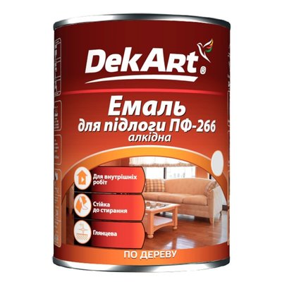 Емаль алкідна ПФ-266 для підлоги DekArt глянсовий жовто-коричневий 50 кг 46406306 фото