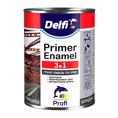 Грунт-эмаль на ржавчину 3 в 1 Delfi глянцевая черная 45кг 46386322 фото