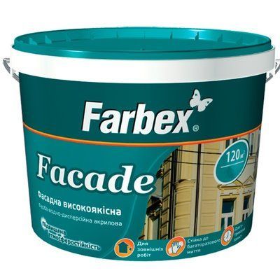 Краска фасадна водно-дисперсионная акриловая Facade Farbex База-C матовая 18кг 46350696 фото