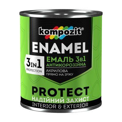 Емаль антикорозійна 3в1 Kompozit PROTECT, 2.7кг Біла 46043193 фото